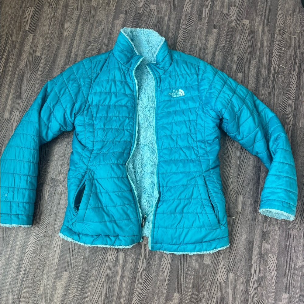 The North Face Turquoise Quilted Jacket-reversible
